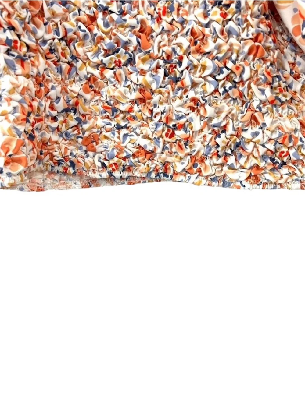Anthropologie Dolan On or Off The Shoulder Textured Top M Orange Motif smocked